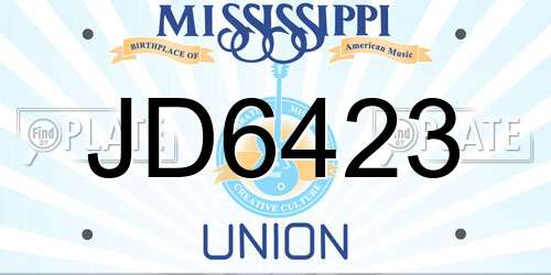 JD6423 Mississippi License Plate