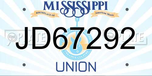 JD67292 Mississippi License Plate