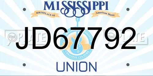JD67792 Mississippi License Plate