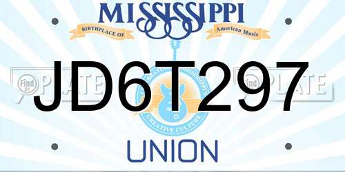JD6T297 Mississippi License Plate