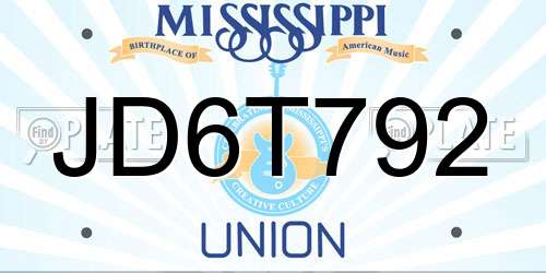JD6T792 Mississippi License Plate