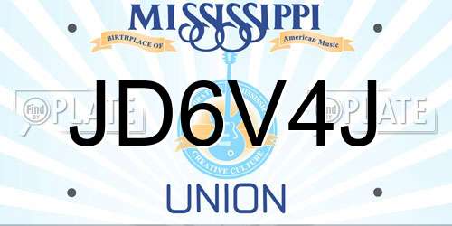 JD6V4J Mississippi License Plate