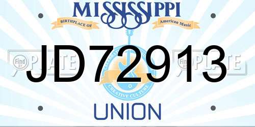 JD72913 Mississippi License Plate