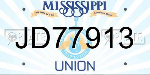 JD77913 Mississippi License Plate