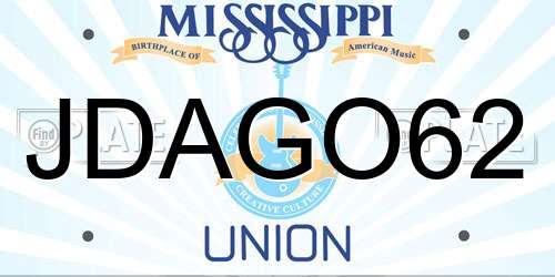 JDAGO62 Mississippi License Plate