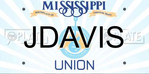 JDAVIS Mississippi License Plate