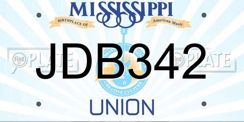 JDB342 Mississippi License Plate
