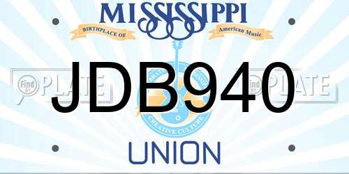JDB940 Mississippi License Plate