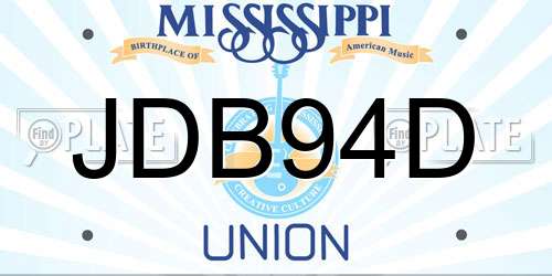 JDB94D Mississippi License Plate
