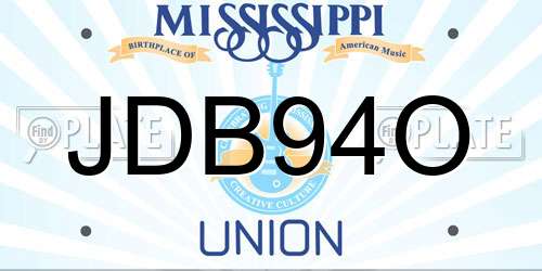 JDB94O Mississippi License Plate