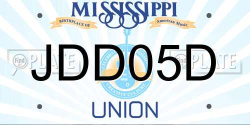 JDD05D Mississippi License Plate