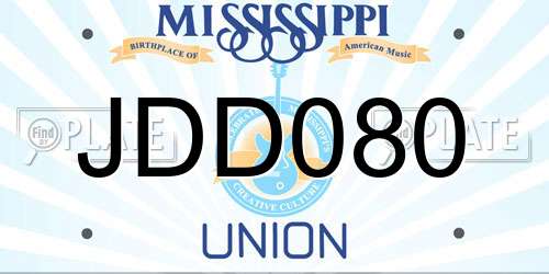 JDD080 Mississippi License Plate