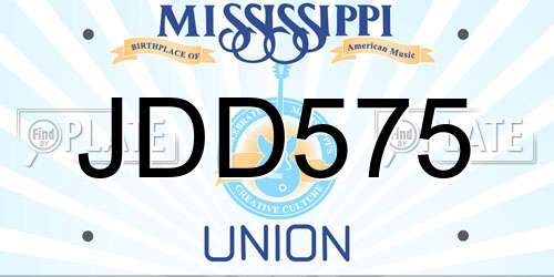 JDD575 Mississippi License Plate