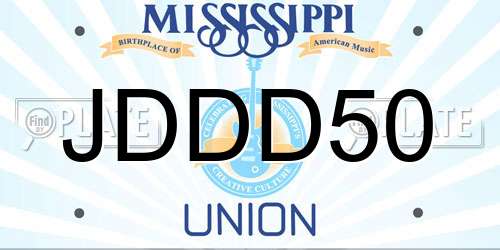 JDDD50 Mississippi License Plate