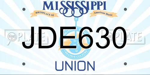JDE630 Mississippi License Plate