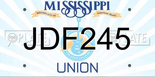 JDF245 Mississippi License Plate