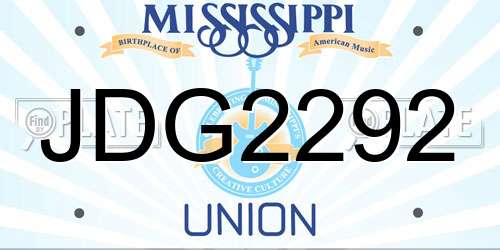 JDG2292 Mississippi License Plate
