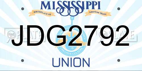JDG2792 Mississippi License Plate