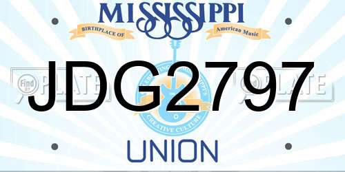 JDG2797 Mississippi License Plate