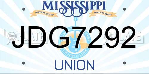 JDG7292 Mississippi License Plate