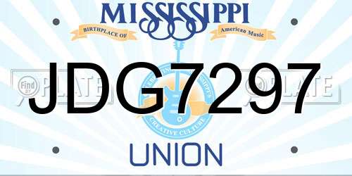 JDG7297 Mississippi License Plate