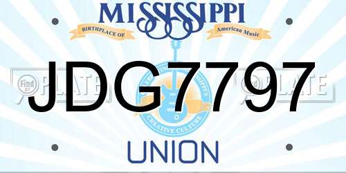 JDG7797 Mississippi License Plate