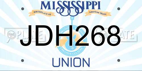 JDH268 Mississippi License Plate