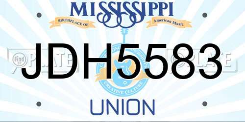JDH5583 Mississippi License Plate