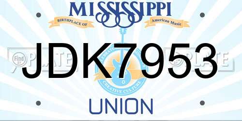 JDK7953 Mississippi License Plate