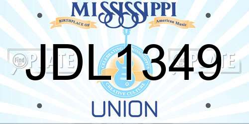 JDL1349 Mississippi License Plate