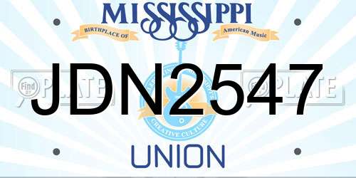JDN2547 Mississippi License Plate