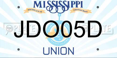 JDO05D Mississippi License Plate