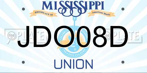 JDO08D Mississippi License Plate