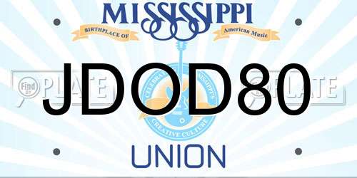 JDOD80 Mississippi License Plate