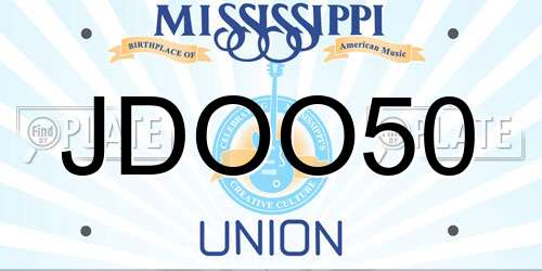 JDOO50 Mississippi License Plate