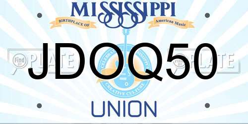 JDOQ50 Mississippi License Plate