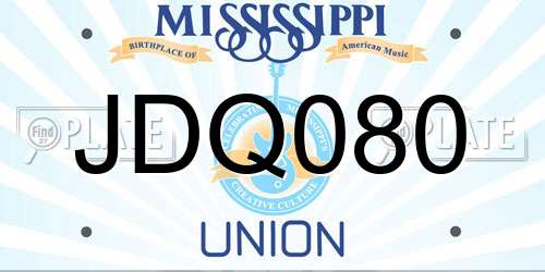 JDQ080 Mississippi License Plate