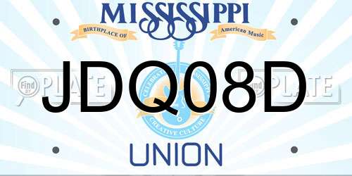 JDQ08D Mississippi License Plate