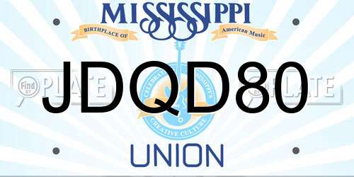 JDQD80 Mississippi License Plate