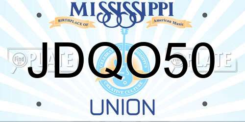 JDQO50 Mississippi License Plate