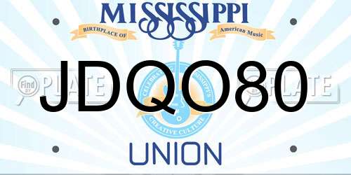 JDQO80 Mississippi License Plate
