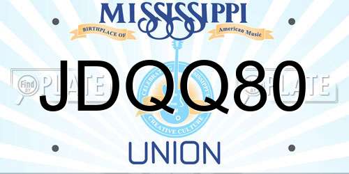 JDQQ80 Mississippi License Plate