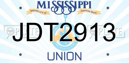 JDT2913 Mississippi License Plate