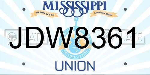 JDW8361 Mississippi License Plate