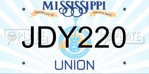 JDY220 Mississippi License Plate