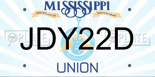 JDY22D Mississippi License Plate