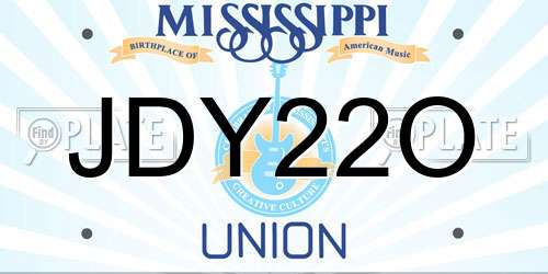 JDY22O Mississippi License Plate