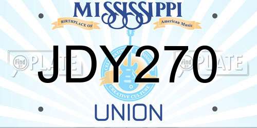 JDY270 Mississippi License Plate
