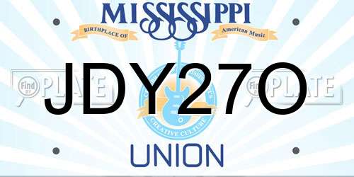JDY27O Mississippi License Plate
