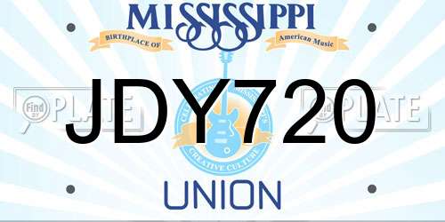 JDY720 Mississippi License Plate